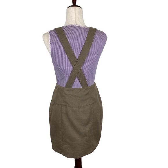 Gianni Bini Y2K linen blend button front overall mini skirt 6 - Picture 3 of 5